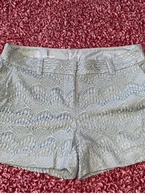 Ann Taylor Lace Overlay Shorts in Light Sage